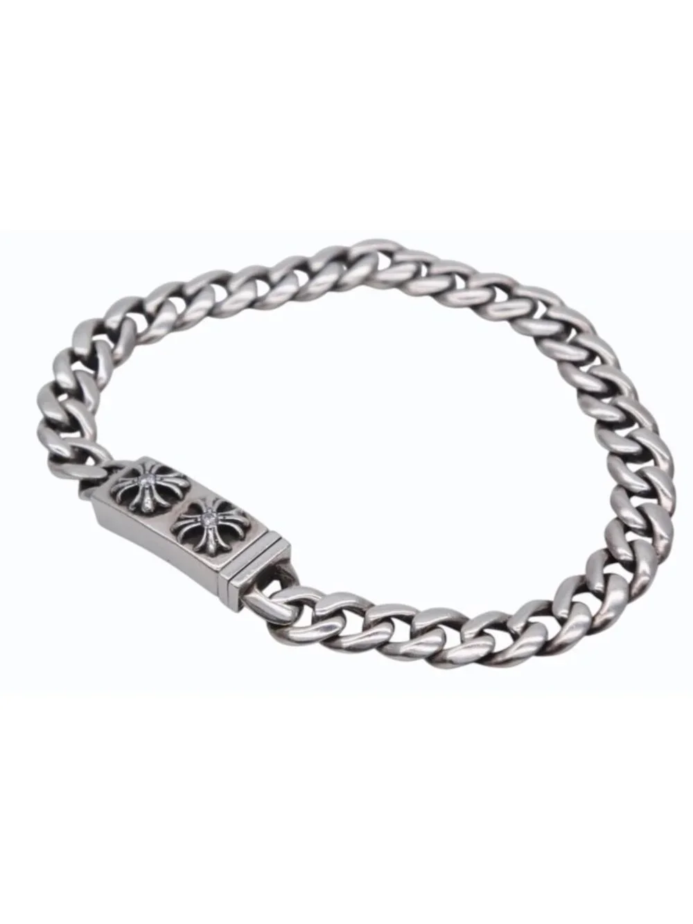 Chrome Hearts Mini ID CH Cross Classic Bracelet Pave Diamond 2000 925